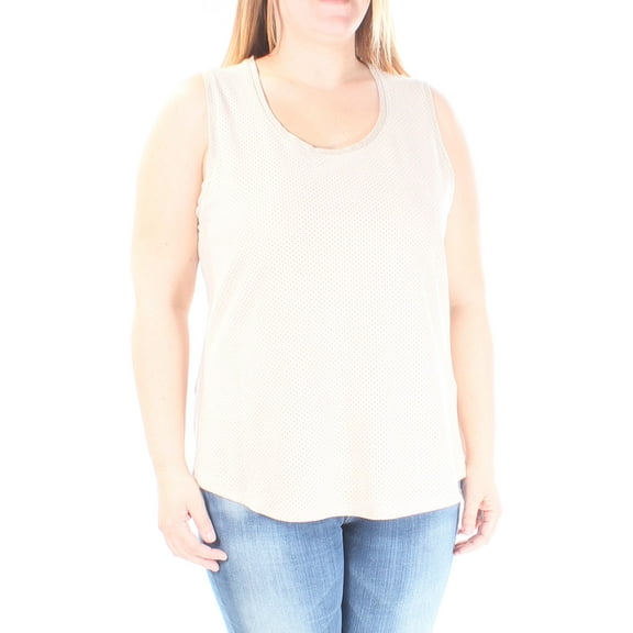 $70 CALVIN KLEIN New Womens 1583 Beige Jewel Neck Sleeveless Top S B+B