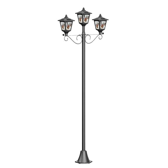 70" Christmas Solar Post Lights Outdoor - Santa Claus Triple Head, Auto On/Off, Waterproof LED Pathway Lights for Yard, Garden Holiday Decor