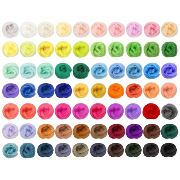 70 Colors / 7.4 Oz Needle Felting Wool Nature Fibre Wool Yarn Needle Felting for Wool Felting Yarn Supplies , 3g/pack