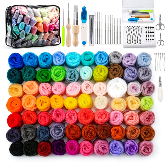 70 Colors Needle Felting Kit With Felt Pad, 90 Felting Needles And Multi-Tools, DIY Handmade Craft Supplies For Creative Needlework.