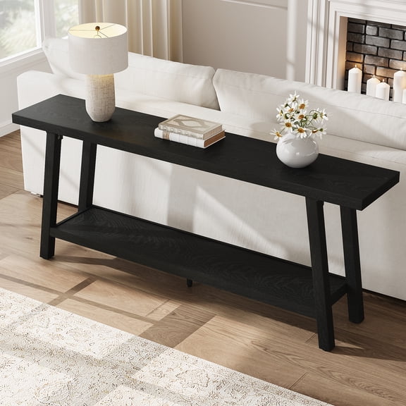 70" Console Table for Entryway - Modern Entryway Sofa Table with Storage, Suitable for Living Room, Black