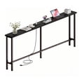 thumbnail image 1 of Keelian 70" Narrow Behind Couch Table with Built‑in Power Strip, Long Sofa Table with Charging Station, Metal Frame Skinny Console Table for Living Room, Entryway and Home Office,Black, 1 of 8