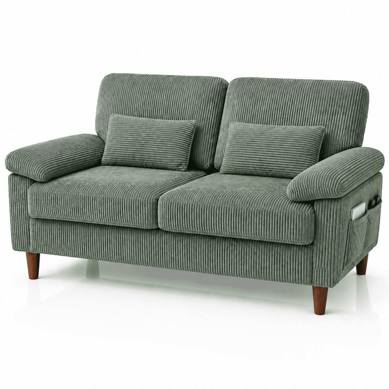 71” Corduroy Sofa for Living Room, AAQZ Small Comfy Couch for Small Space, One Box, Loveseat,Green