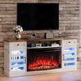 thumbnail image 1 of PLAUIN 70" Curved Fireplace TV Stand, LED Entertainment Center with 36" Electric Fireplace, Barnwood, 1 of 7