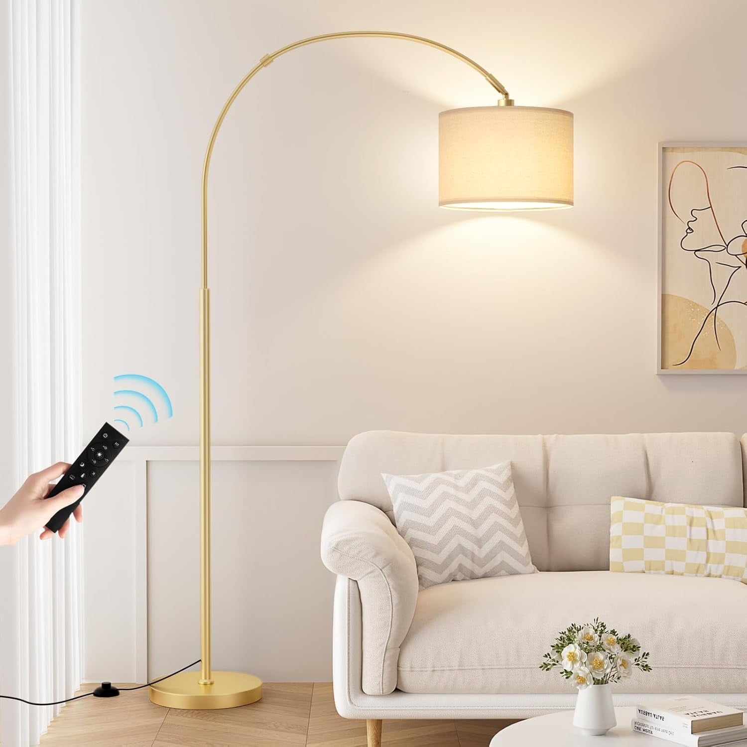 70" Dimmable Arc Floor Lamp with Remote, Color Temperatures and ...
