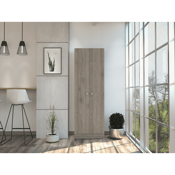 70 Double Door Storage Cabinet  Light Gray Finish for Garage, Kitchen & Living Room