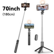70 Extendable Selfie Stick Tripod with Light & Wireless Remote, Portable Phone Tripod Stand for iPhone Android, Adjustable Travel Selfie Stick