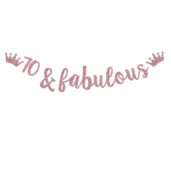 70 & Fabulous Banner, Rose Gold Glitter Bunting Sign for Happy 70th Birthday,70th Wedding Anniversary Decorations Cheer to 70 Years Old Party Decoration Supplies.(Pre-Strung)
