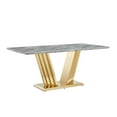 thumbnail image 1 of 70" Faux Marble Dining Table for 6-8 Guests, Modern Rectangle Top with Chrome Stainless Steel Base, Space-Saving Kitchen/Living Room Table (Gold/Grey), 1 of 9