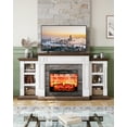 thumbnail image 1 of 70" Fireplace Mantel with 23" Electric Fireplace and Bookshelves, Wooden Storage Freestanding Heater with Remote Control,Brown, 1 of 11