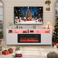 thumbnail image 1 of 70” Fireplace TV Stand with 36” Electric Fireplace, Electric Fireplace TV Stand for Living Room with LED Lights, Modern TV Console Cabinet & Media Entertainment Center with Fireplace (White), 1 of 7