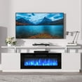 thumbnail image 1 of 70'' Fireplace TV Stand, Entertainment Center with 36'' Firplace, 2 Tier TV Console Cabinet with Storage Cabinet, Electric Fireplace Heater with LED Light and 12 Flame Colors, White, 1 of 7