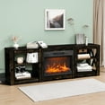 thumbnail image 1 of 70" Fireplace TV Stand with Fireplace Insert and Remote Control, Entertainment Center with Built-in Storage and Adjustable Shelf, Media Console Table Cabinet for Max 70" TV, Living Room, Black, 1 of 8