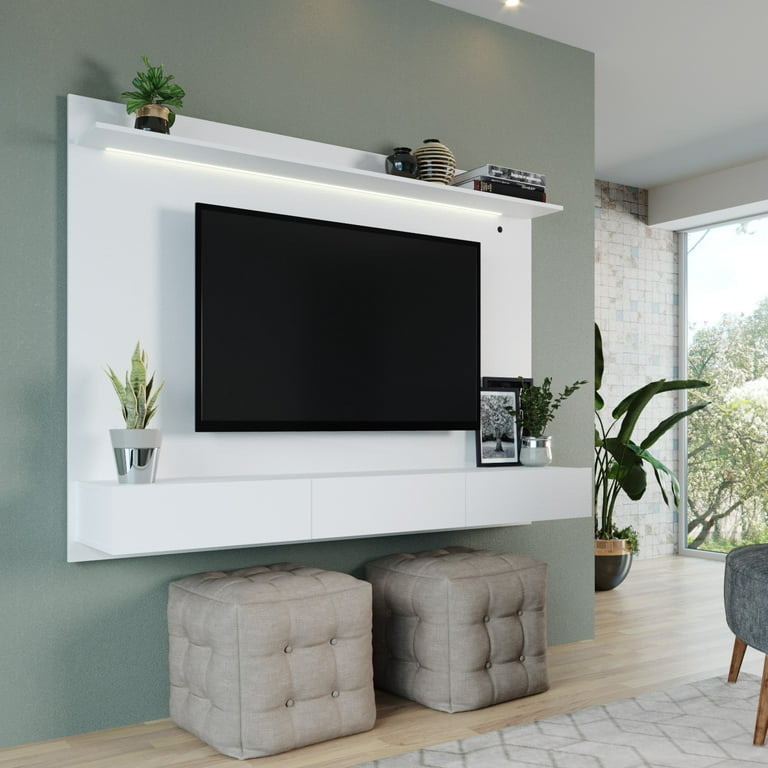 White floating tv stand with led lights deals