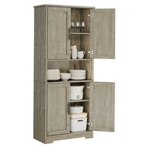 70" Freestanding Pantry Cabinet with Adjustable Shelves & Doors, Storage Cupboard for Kitchen, Dining & Living Room