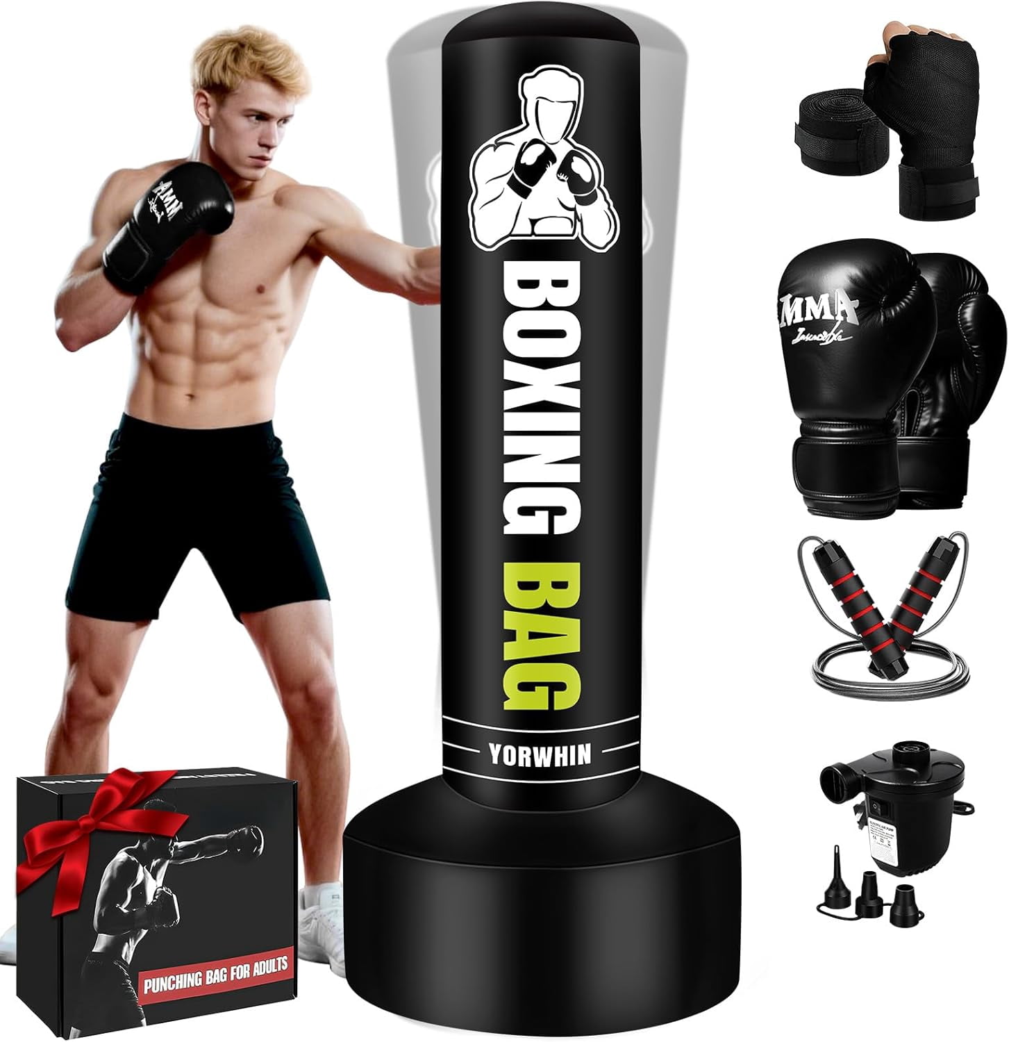 70'' Freestanding Punching Bag for Adults Teens, Heavy Boxing Bag with Stand with Gloves, Pump and Jump Rope, Women Men Standing Kickboxing Bag Ideal, Muay Thai, Karate, Home Gym Fitness - Walmart.com