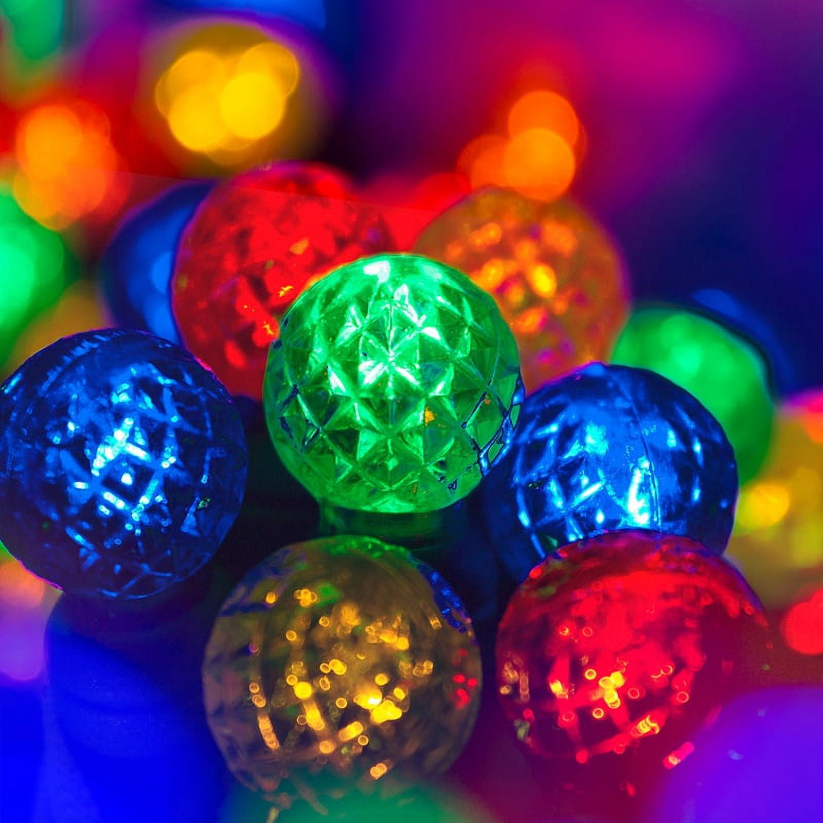 24' Multicolor LED Globe String Lights with Green Cord