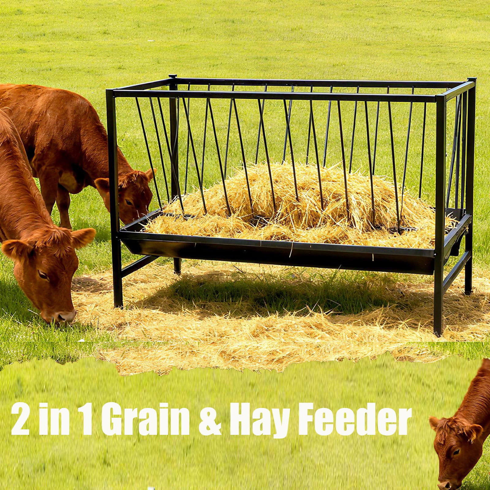 70 Gallon Heavy Goat Hay Feeder, 4ft Galvanized Steel Sheep Trough ...