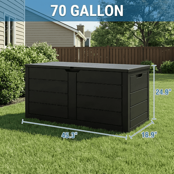 70 Gallon Outdoor Storage Box Waterproof Lidded Storage Bins