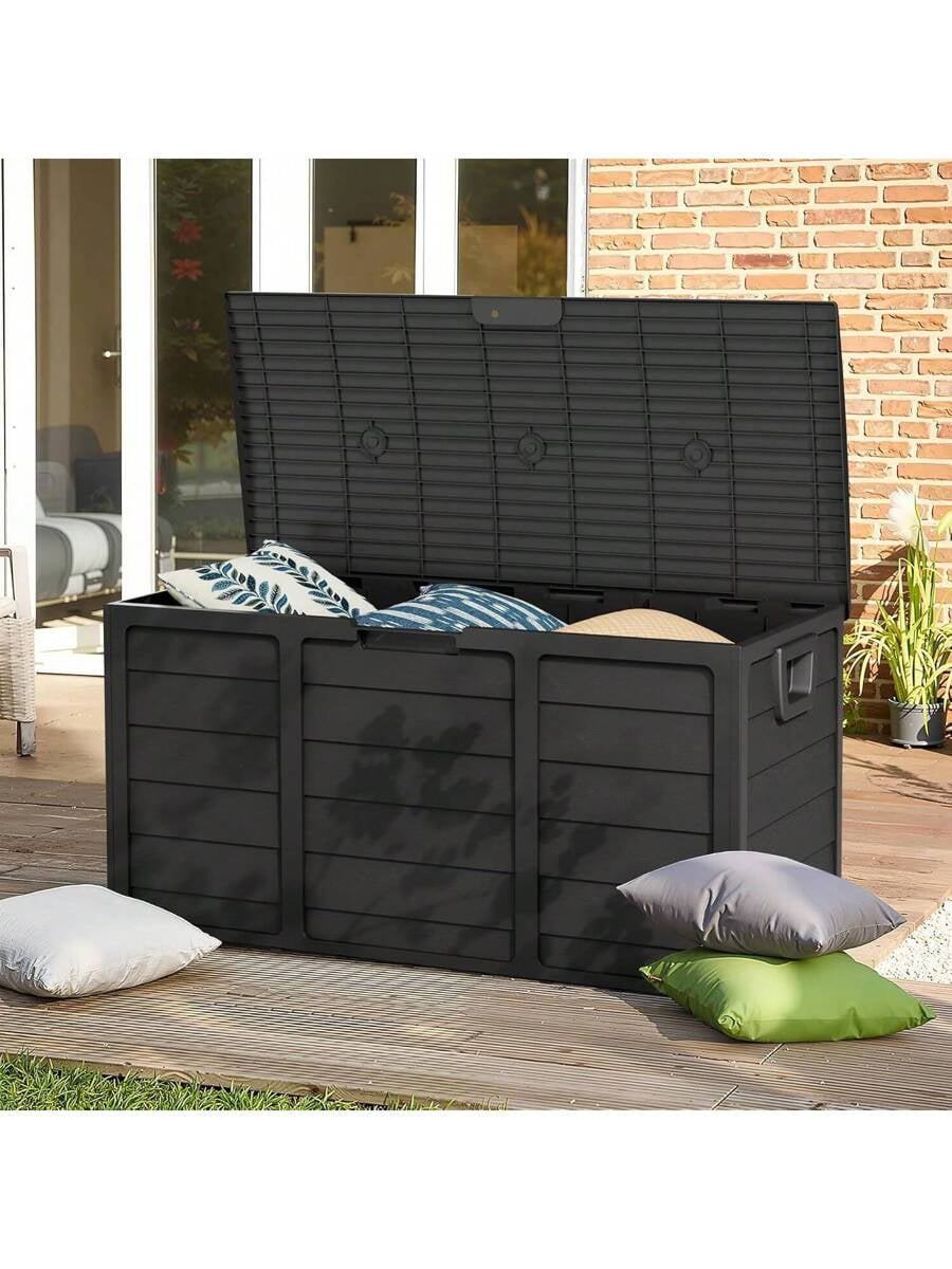 70 Gallon Outdoor Storage Deck Box Weatherproof Durable Resin Container ...