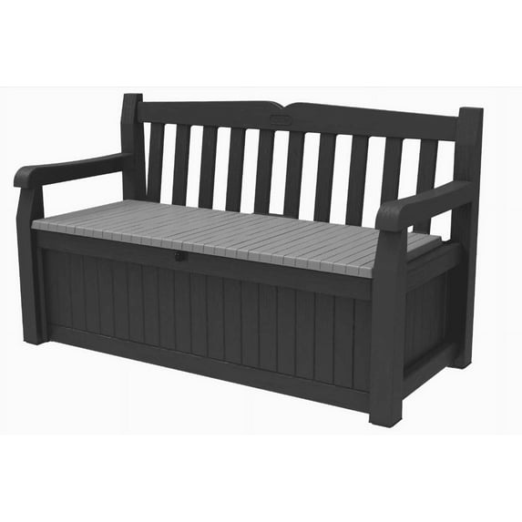 70 Gallon Storage Bench Deck Box for Patio Furniture, Front Porch Decor and Outdoor Seating – Perfect to Store Garden Tools and Pool Toys, Grey