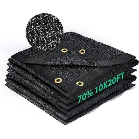 70% Garden Shade Cloth, Resistant Sun Shade Net 10x20FT Mesh Tarp with HDPE Material and Reinforced Grommets Shade Trap for Greenhouse, Plant, Pergola, and Backyard Patio Sunshade