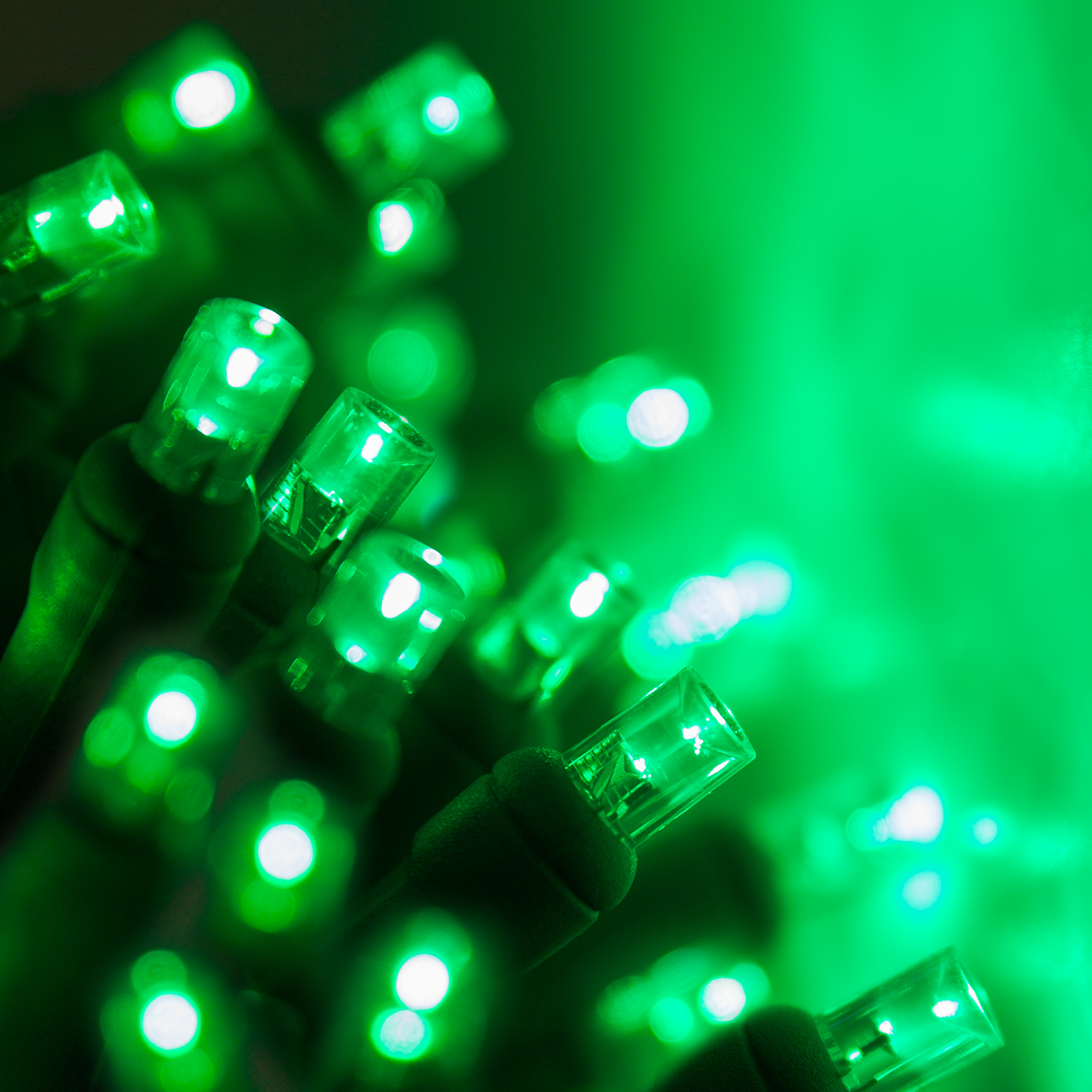 70 Green LED Christmas Lights, Long Life, Outdoor String Lights, Connectable, St. Patricks Day, Halloween, Christmas, Holidays, Party, Decoration, 24' Length, 4" Spacing - image 1 of 7