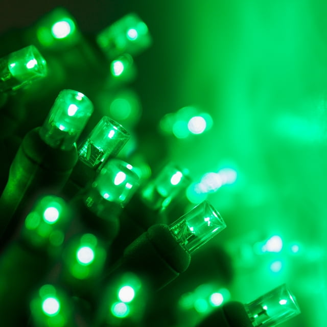 70 Green LED Christmas Lights, Long Life, Outdoor String Lights, Connectable, St. Patricks Day, Halloween, Christmas, Holidays, Party, Decoration, 24' Length, 4" Spacing