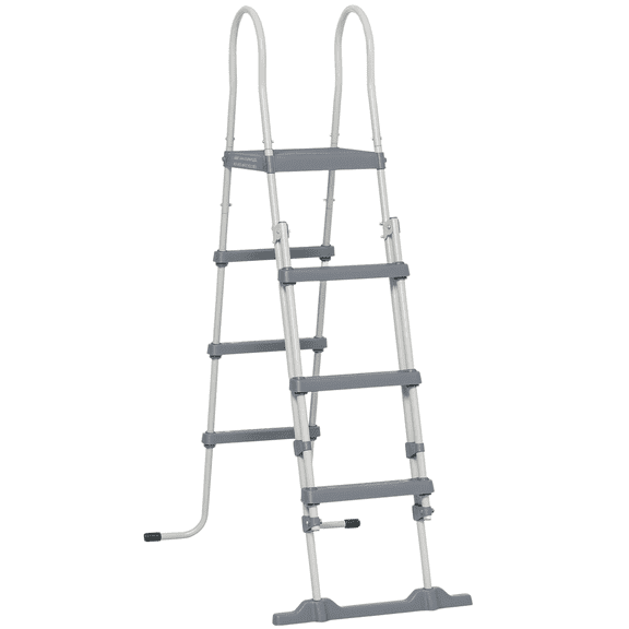 70" Above Ground Swimming Pool Ladder A-Frame Deck Ladder with Top Platform Non-Slip Steps Rounded Handrails for 48" Pool Wall Height Pool Safety Ladder Gray