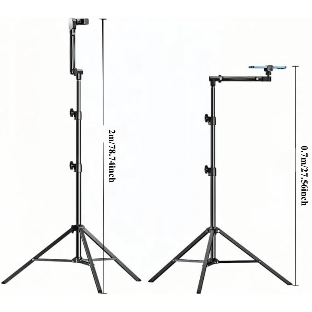 70-Inch Adjustable Metal Photography Tripod - Professional Video Stand for Phone & Camera Live Streaming, Portable Stable Support Frame with Mobile Clip and Pan-Tilt
