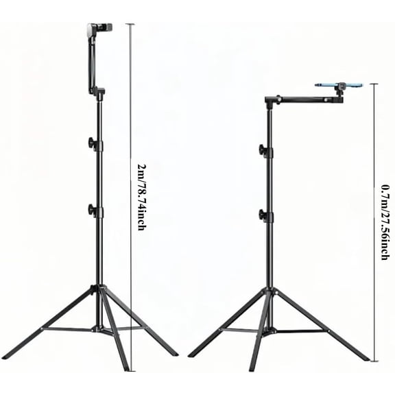 70-Inch Adjustable Metal Photography Tripod - Professional Video Stand for Phone & Camera Live Streaming, Portable Stable Support Frame with Mobile Clip and Pan-Tilt