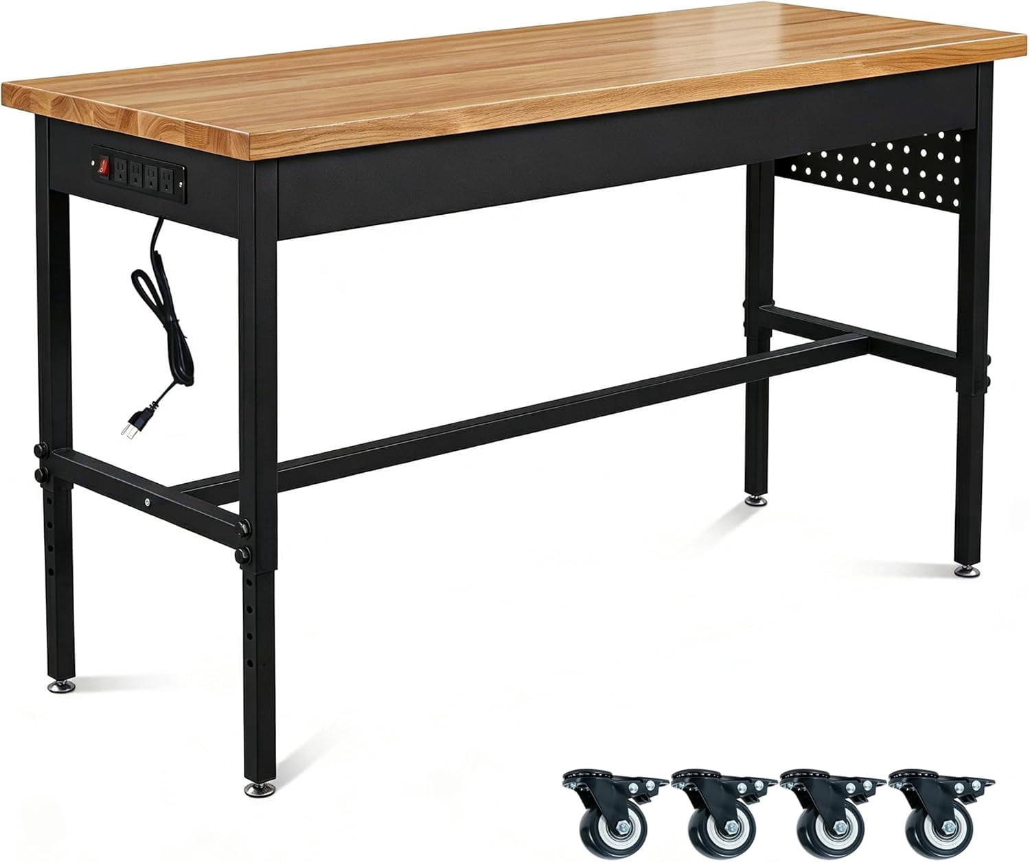 76 Inch Workbench 70 Inch Adjustable Workbench with Power Outlet, 2500 LBS Heavy Duty ...