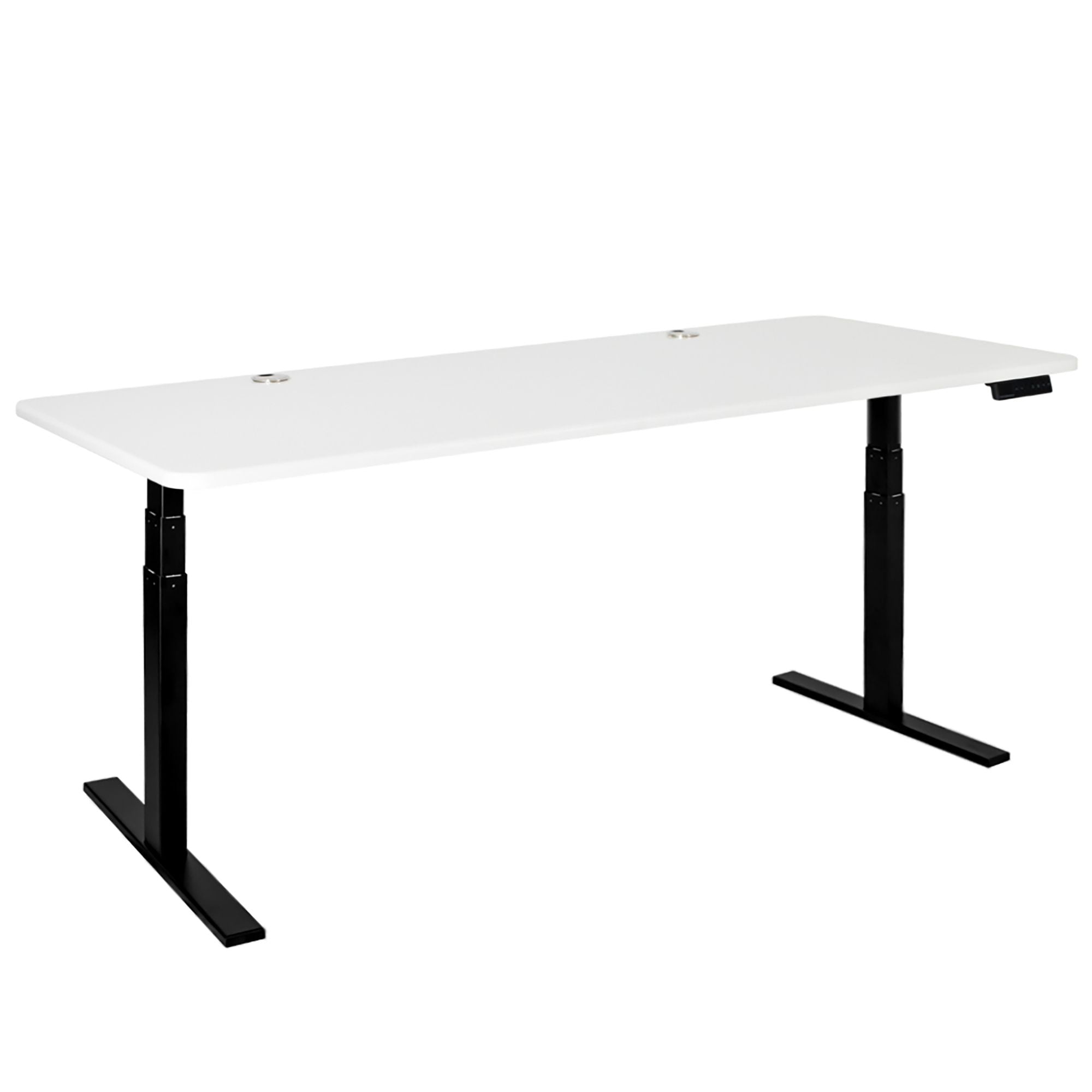 70 Inch Black and White Electric Height Adjustable Standing Desk with Matte Top