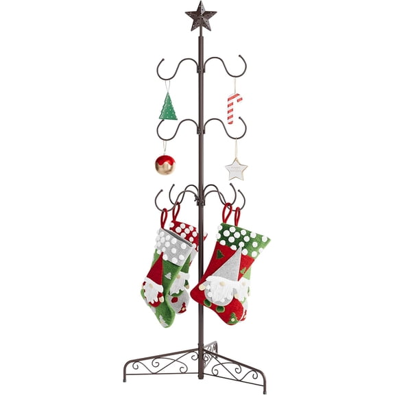 70 Inch Christmas Stocking Holder Stand with 8 Hooks, Adjustable Metal Stocking Hanger Stand for Floor, Xmas Stocking Rack for Holiday Decor, Easy Assembly, Bronze