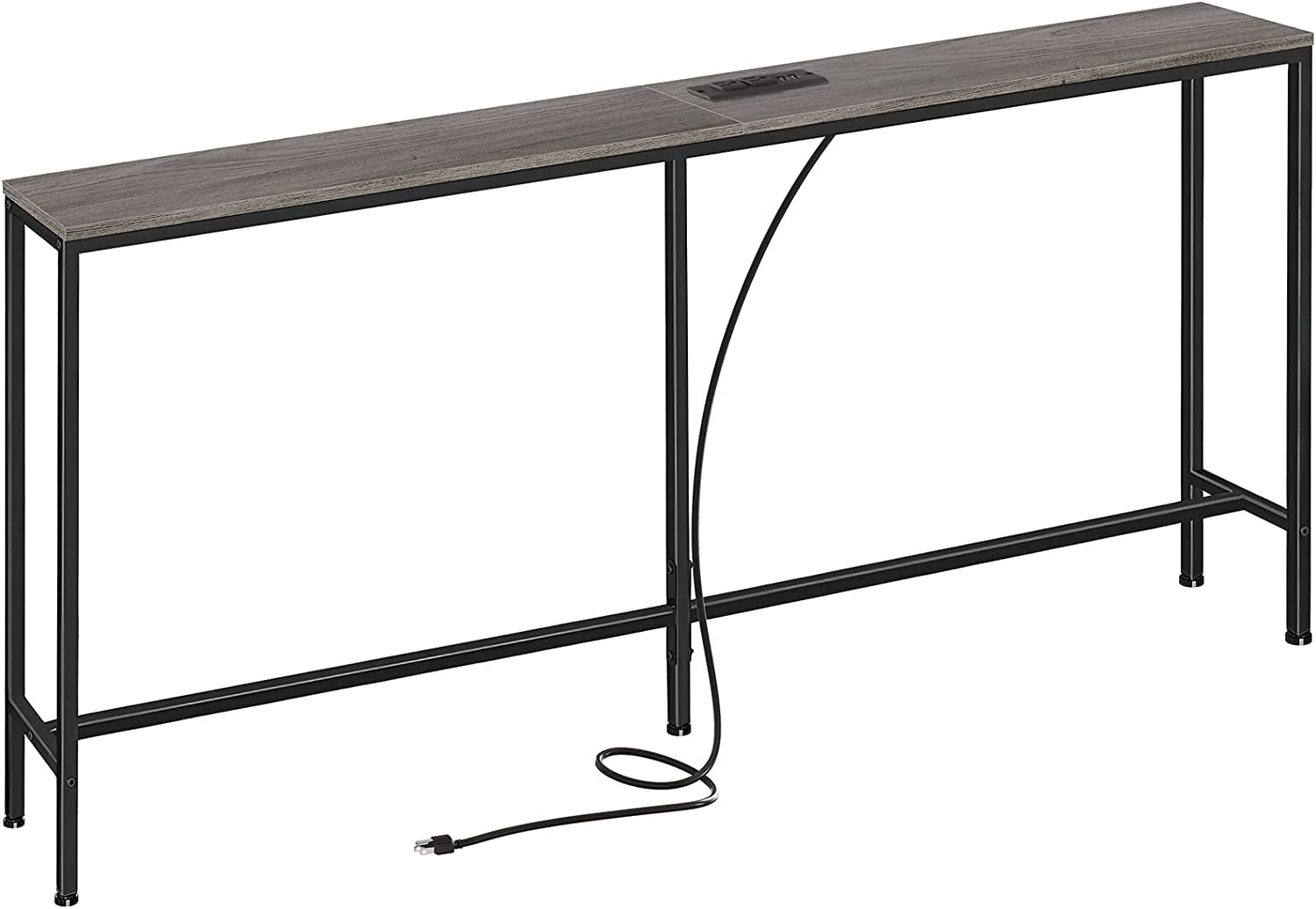 70 Inch Console Table with Outlet, Sofa Table with Charging Station ...
