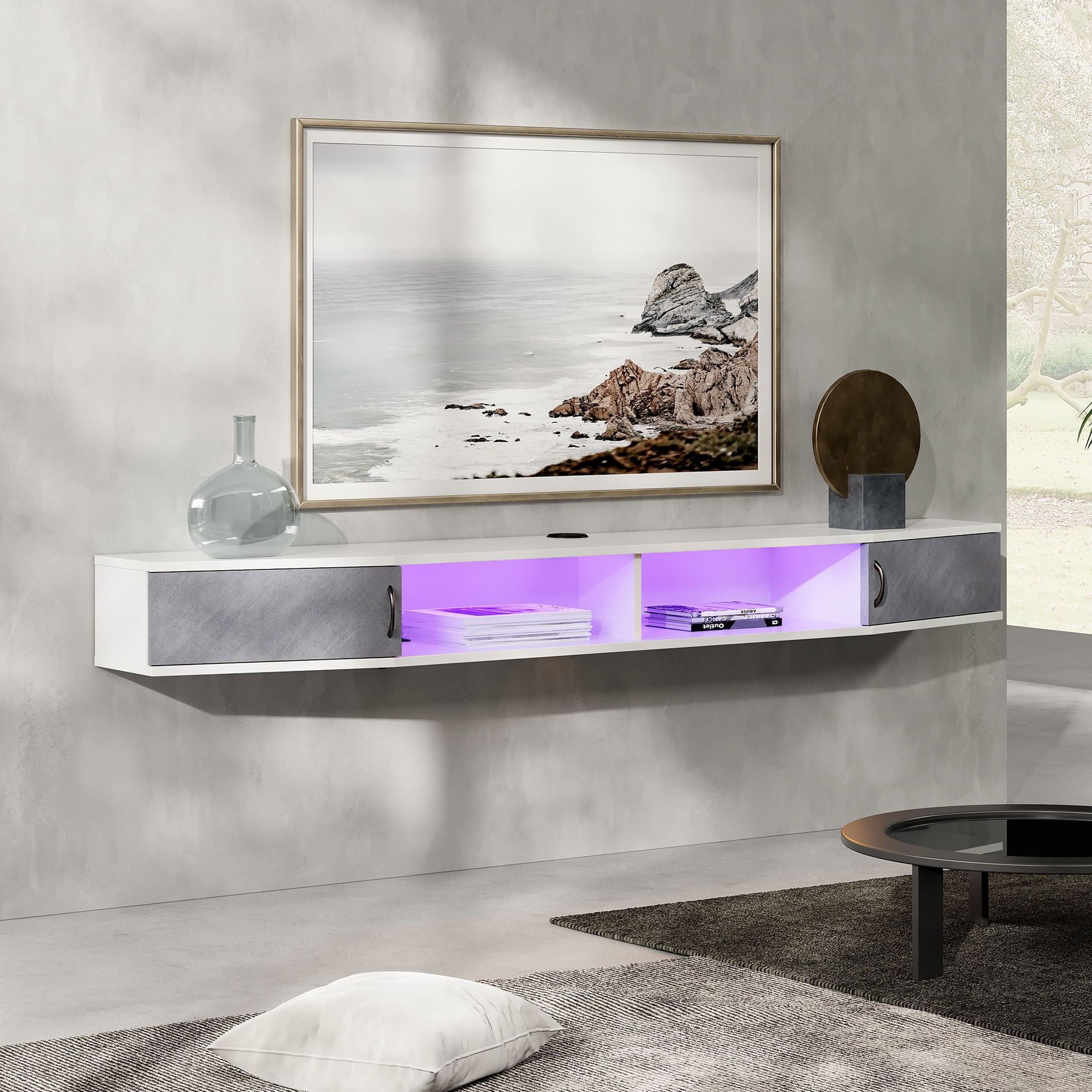 70 Inch Floating TV Stand with Storage Cabinet for TVs up to 80