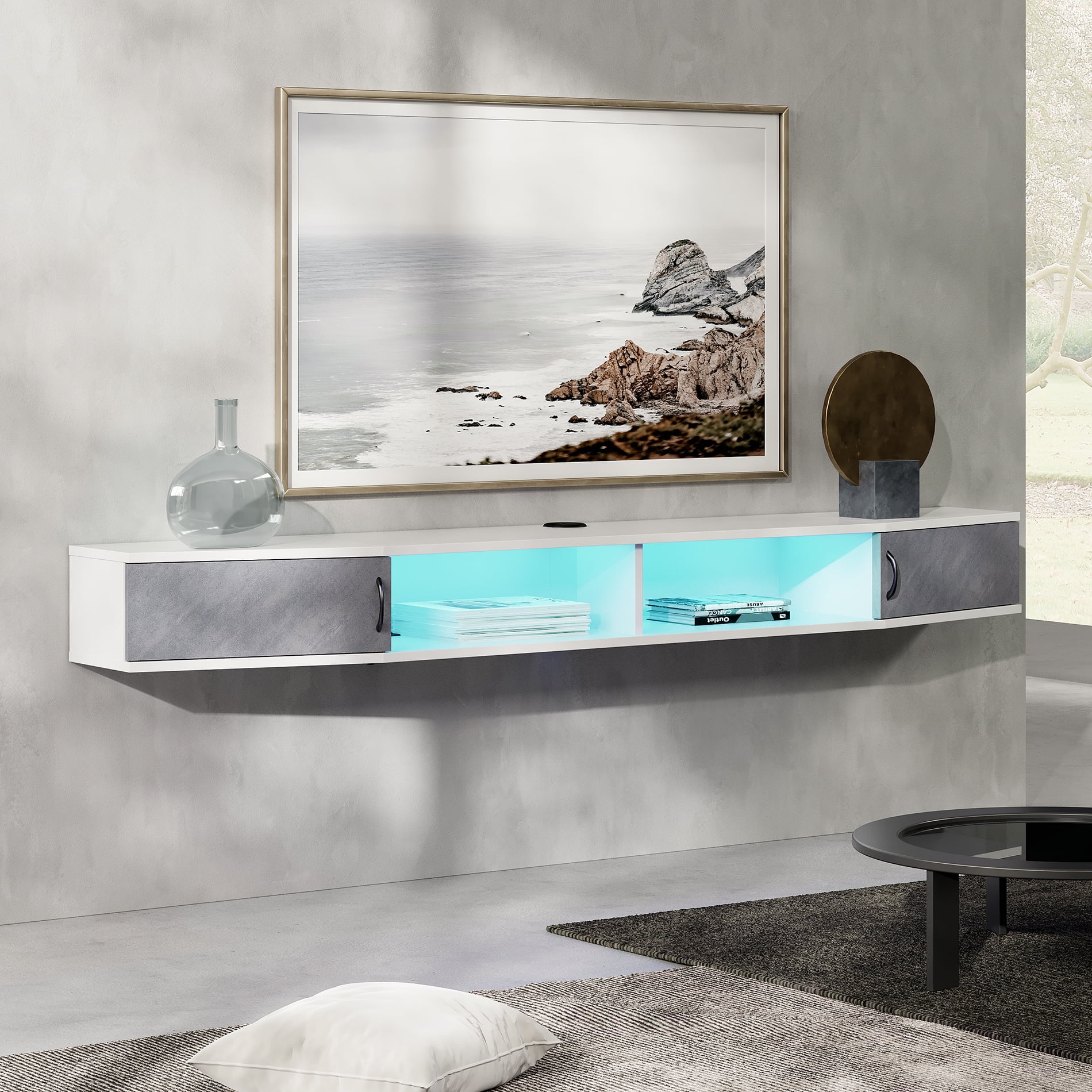 Floating tv stand for 2024 tvs up to 70 inches