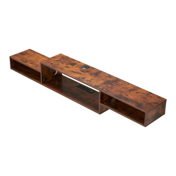 70 Inch Floating TV Stand with Wall Mount, Power Outlet & Storage Cabinet - Modern Entertainment Center for DVD, Cable Box, Game Console