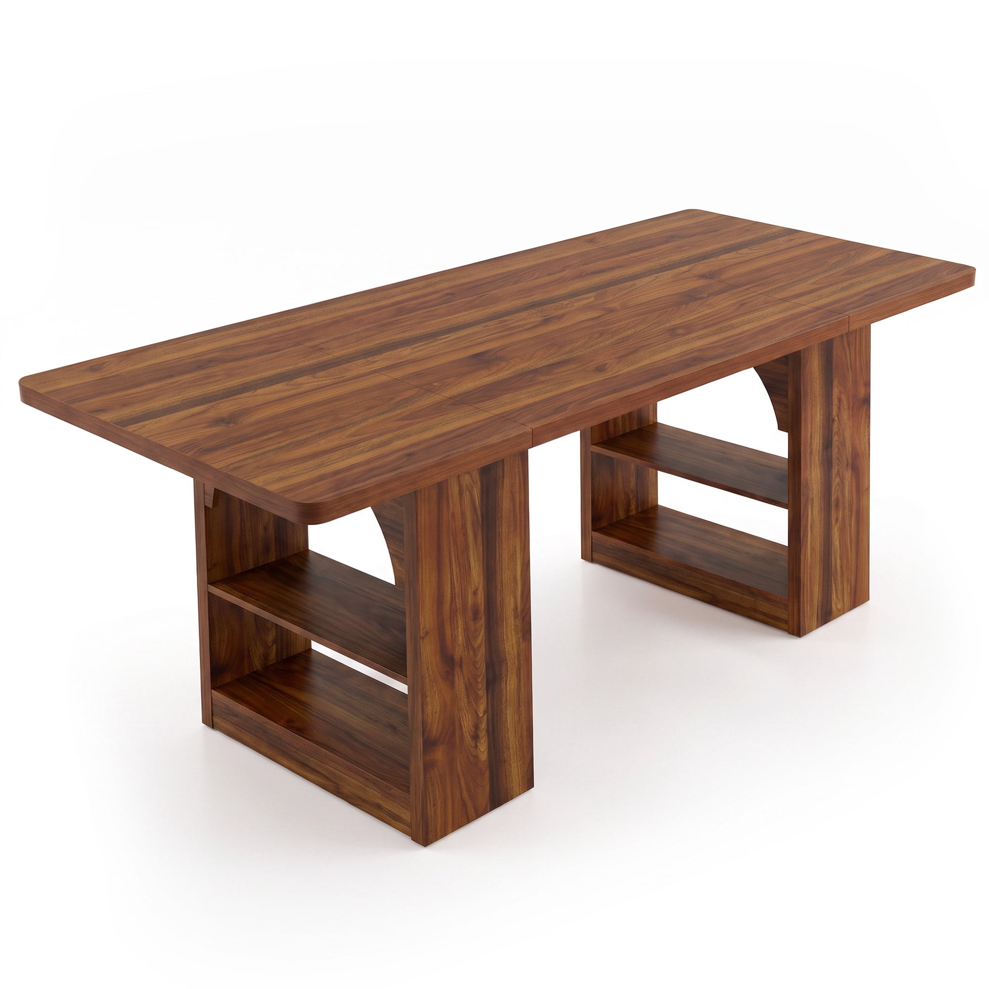 70 Inch Modern Rectangular Dining Table for 4-6 People, Space-Saving ...