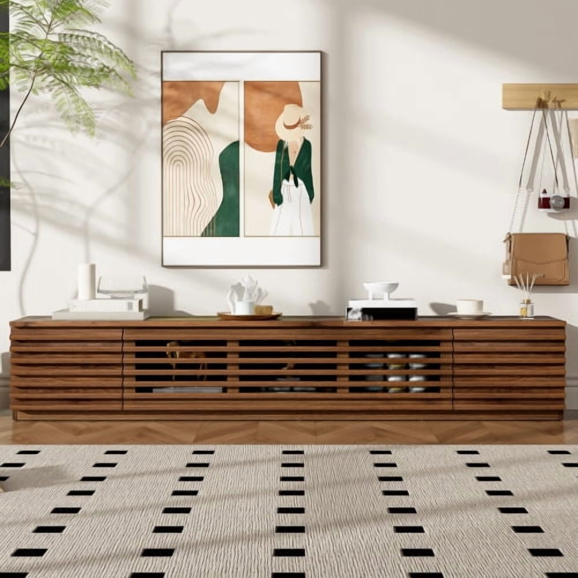 70 Inch Modern TV Stand for TVs up to 80 Inches, Walnut Entertainment — free download