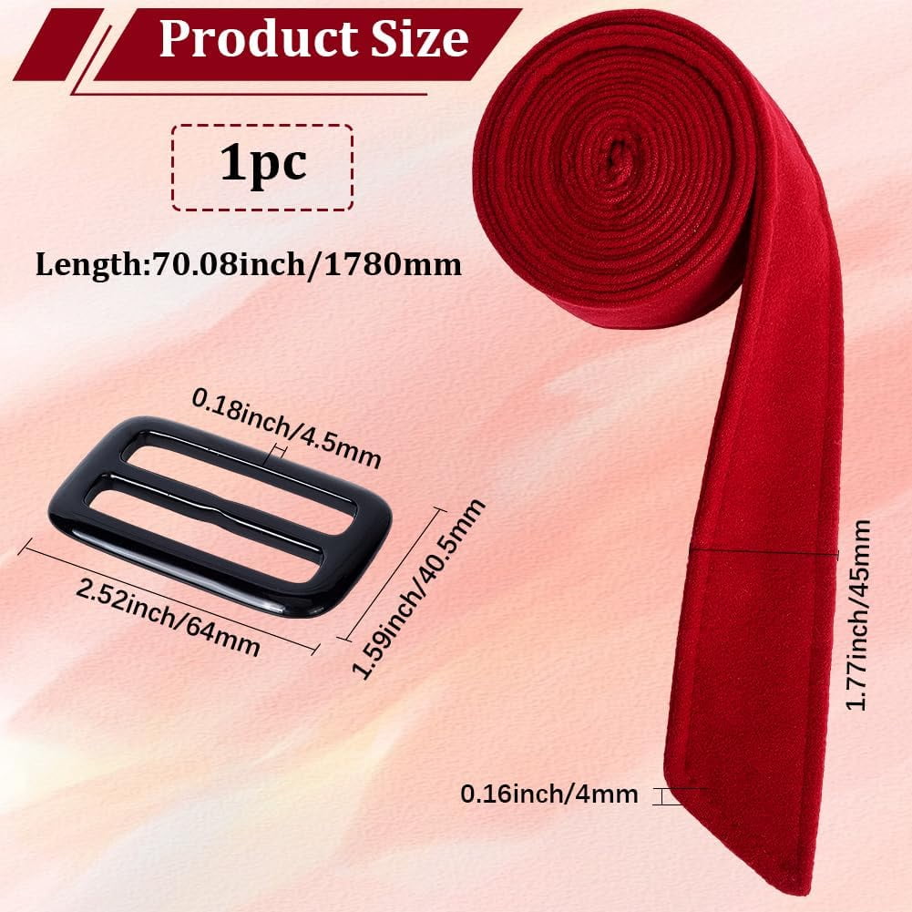 70 Inch Overcoat Waist Belt Red Faux Woolen Sash Wrap Belts with