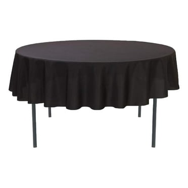 - 70 Inch Round Premium Polyester Tablecloth - Black, Linen Table Cloth for Standard Round Tables