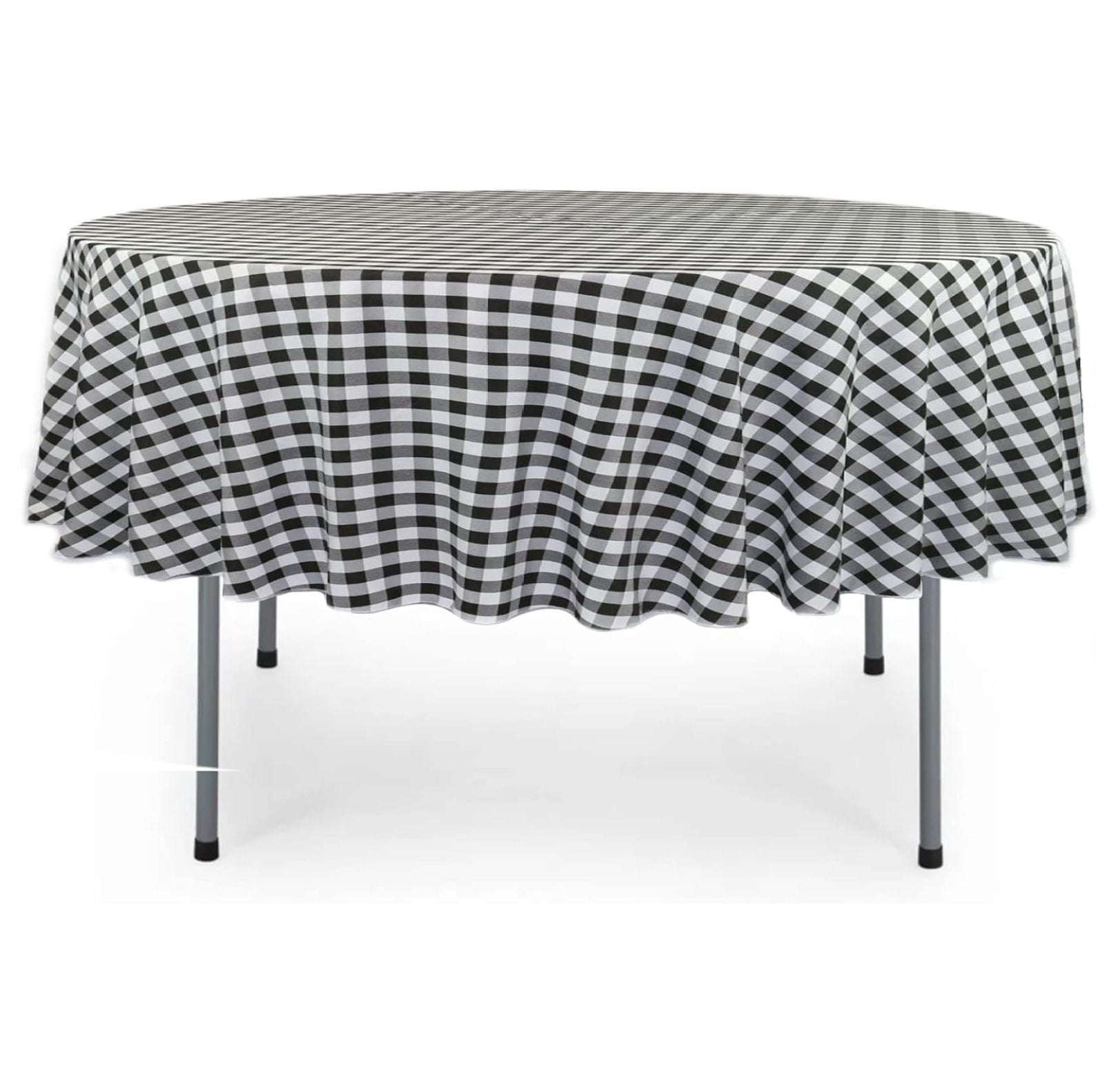Round Table Polyester - 70 Inch Round Premium Polyester Tablecloth - Checkered Black, Linen ...