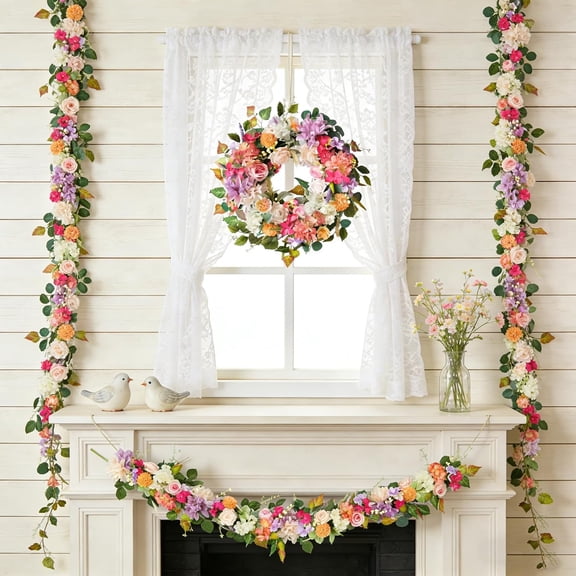70 Inch Spring Artificial Flower Garland Pink   Hydrangea Vine for Wall Arch Wedding Home Decor