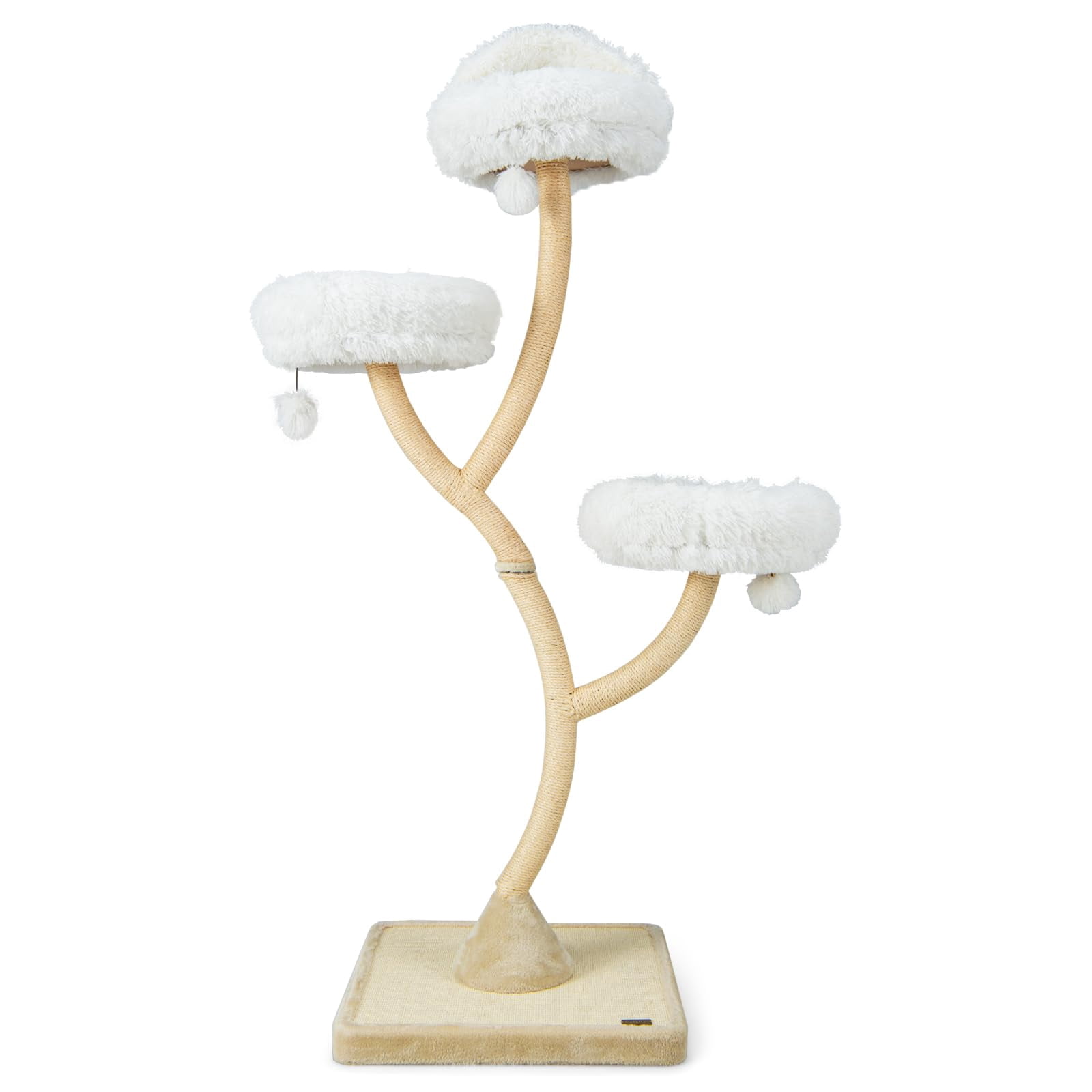 70 Inch Tall Cat Tree for Large Cats 20+ lbs, Multi-Level Cat Tower with Scratching Posts, 3 Cozy Perches and Dangling Toys, Modern Indoor Cat Furniture for Adult Cats, Beige