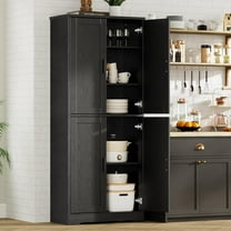 70 Inch Tall Kitchen Pantry Cabinet, Freestanding Storage Cabinet with 4 Doors and Adjustable Shelves, Utility Hutch Cupboard for Dining Room, Bathroom, Living Room