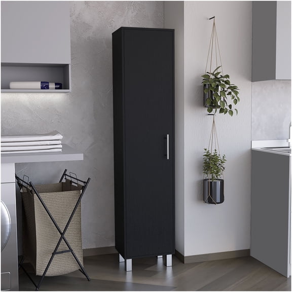 70 Inch Tall Storage Cabinet with Broom Hanger and 4 Shelves, Freestanding Organizer Closet for Kitchen, Bathroom, or Utility Room