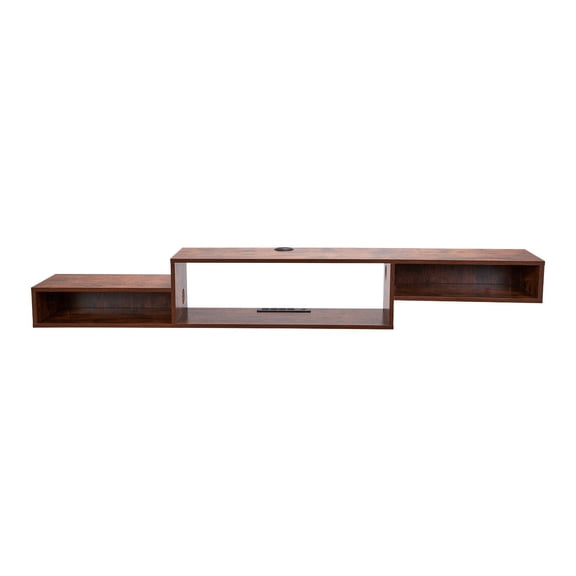 Floating TV Stand 70 Inch, Wall Mount Entertainment Center with Power Outlet, Storage Cabinet for DVD Player & Gaming Console, Modern Wood TV Shelf