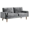 thumbnail image 1 of 70" Luxury Velvet Couch, Neche 3 Seater Modern Upholstered Loveseat Sofa in a Box, Office Home Living Room Furniture, 2 Pillows,Gray, 1 of 6