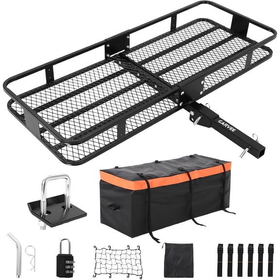 70 Inx30 In Hitch Cargo Carrier with Cargo Bag 500 lb Capacity Ratchet Straps and Hitch Lock Fits 2 In Receiver